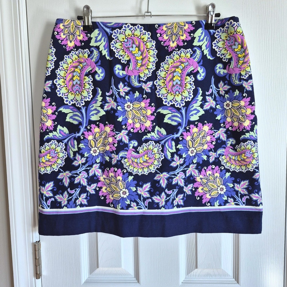 Talbots‎ blue purple floral short lined skirt women's 10